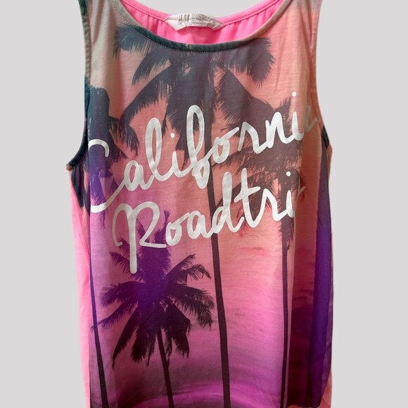 GIRLS H&M PINK CALIFORNIA THEMED TOP SIZE 10-12 - Picture 3 of 7